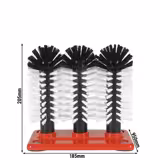 (2 kpl) FUCHS | DELFIN® Lasinen pesuharja - 3x180mm - muovisella pohjalevyllä - 1-2-3