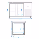 Vrieswerkbank PREMIUM - 1400x700mm - met 2 deuren - incl. snijplank wit