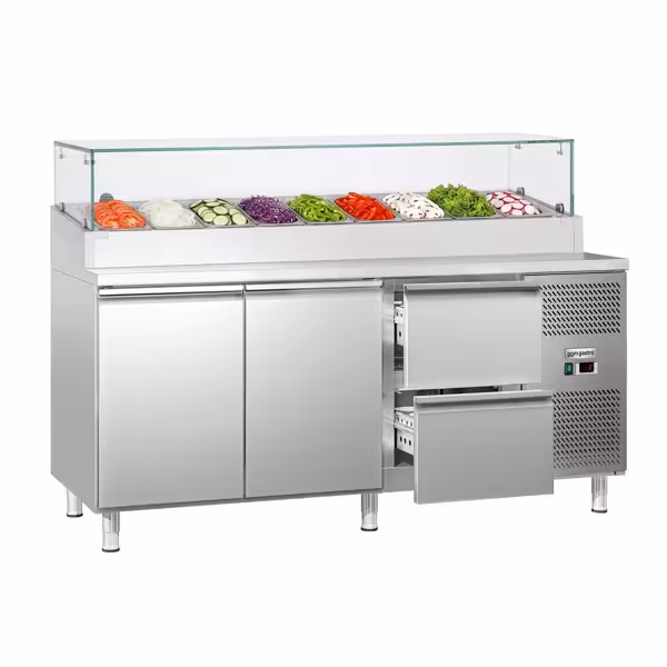 Saladette ECO - 1795x700mm - 2-deurs & 2 lades - voor 9x GN 1/3