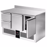 Saladette / Pizzakühltisch PREMIUM - 1,37 x 0,7 m - mit 2 Türen, 2 Schubladen & Aufkantung