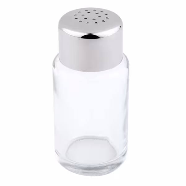 (6 pcs) Salt & Pepper Shakers - fine - Holes Ø1.35mm - square - Stainless Steel - Glass - Height: 90mm - Matt