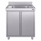 Dřezová skříňka ECO - z nerezové oceli - 0,8 m - 1 dřez - D 40 x Š 40 x H 25 cm