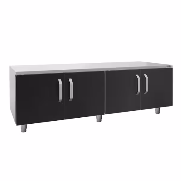 Edelstahl Unterbau - 1600mm - 4 Türen - Schwarz