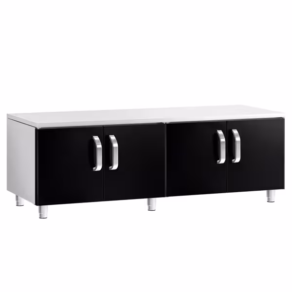 RVS onderbouw - 1600mm - 4 deuren - zwart