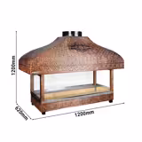Grill węglowy miedziany - 1200mm - ze szkłem - 1 ruszty - ruszt: 1000x500mm