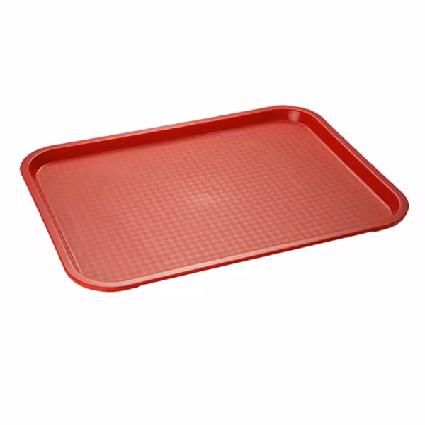 (6 stuks) Fastfood-dienblad FAST FOOD - Polypropyleen - 45x35,5cm - hoogte: 25mm - Rood - antislip-oppervlak