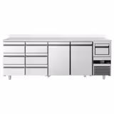 Bárhűtő PREMIUM - 2690x600 mm - 775 liter - 2 ajtó, 6 fiók, digitális termosztát, automatikus leolvasztás, LED világítás & kávékiütő - rozsdamentes acél