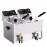 Friteuse électrique double – 8+8 litres – 6,5 kW – avec robinet de vidange