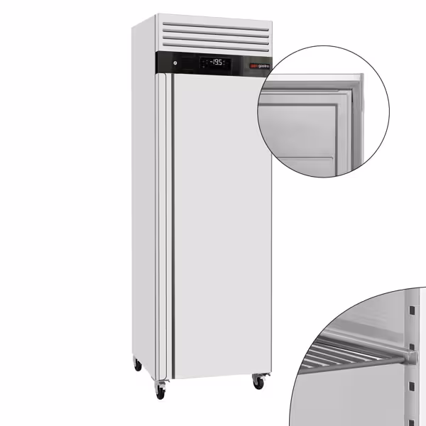 مجمد عمودي ستانلس ستيل ECO - 680 mm - 375 L - حتى -22…-18 °C - مع باب واحد - قفل، ترموستات رقمي، إذابة جليد تلقائية، تبريد هوائي، عجلات
