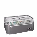 Vrieseiland - kopelement - 1850x850mm - 523 liter - 2 glazen schuifdeksels - grijs