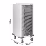 In acciaio inox Carrello portavassoi universale - per 20 vassoi GN 1/1 (530x325mm) oppure 10 vassoi GN 2/1 - con ruote ø140mm (2 con freno)