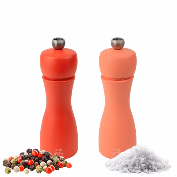 (6 pièces) PEUGEOT | TAHITI FEUER - Moulin à sel & à poivre - Bois - Rouge - Hauteur : 150 mm
