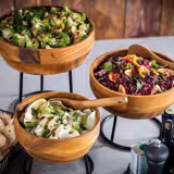 (6 pieces) Acacia Wood Buffet Bowls – Ø270 mm - 3 litre - Brown