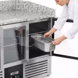 Commercial Pizza Prep Counter - Granite Top ECO - 1400x700mm - with 3 glass doors