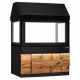 Charcoal - Griglia a carbone TORONTO professionale - 1510mm - frontale in legno - piano di lavoro in granito nero - vetro temperato di protezione - 3 griglie - griglia: 1200x730mm - Nero