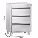 Armário de trabalho em aço inoxidável PREMIUM - com 3 gavetas - 500x600mm