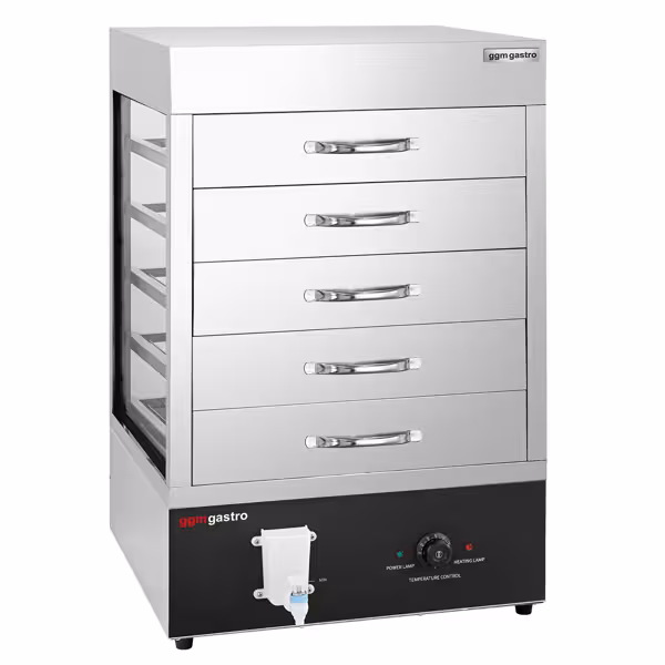 Napařovač dim sum - 2,5 kW - digitální - vč. nástavce parní skříně s 5 zásuvkami