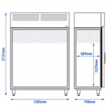 Vrieskast RVS PREMIUM PLUS - GN 1/1 - GN 2/1 - 1385mm - 1240liter - tot -18°C tot -1°C - met 2 deuren - geforceerde koeling, LED‑verlichting, automatische ontdooiing & legroosters