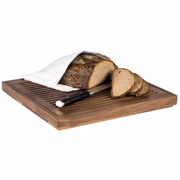 Bread Cutting Board with Crumb Tray - GN 2/3 - Walnut Wood - Brown - removable crumb tray