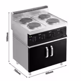 Elektrisch fornuis - Mario 700 - 800x700mm - 12,8 kW - 4 platen rond - incl. onderkast met 2 deuren