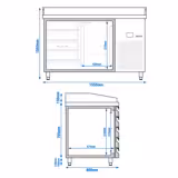 Pizzapult PREMIUM - 1550x800 mm - 3 ajtó + 3 fiók - gránit munkalappal