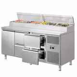 Saladette ECO - 1795x700 mm - inbyggd kylränna - 1 dörr & 4 lådor - för 8x GN 1/3