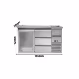 Hűtött bárpult / sörcsapoló PREMIUM PLUS - 1550x700 mm - 1 üvegajtó & 3 fiók