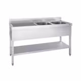 Spültisch PREMIUM - 1600x600mm - mit Grundboden & 2 Becken rechts