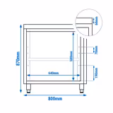 Stainless steel work cabinet PREMIUM - 800x600mm - with hinged door without upstand