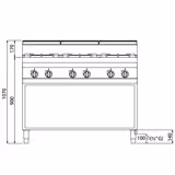 Cucina a gas professionale - LORENZO 700 - 1200x714x1070mm - 42,0 kW - 6 fuochi - alta potenza