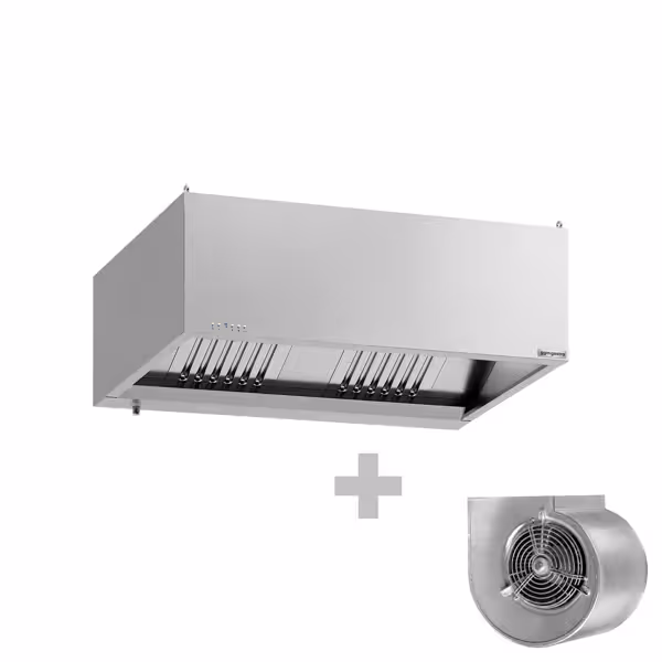 Afzuigkap doosmodel met ingebouwde motor - 1400mm - met toerentalregelaar, labyrintfilters & LED-verlichting