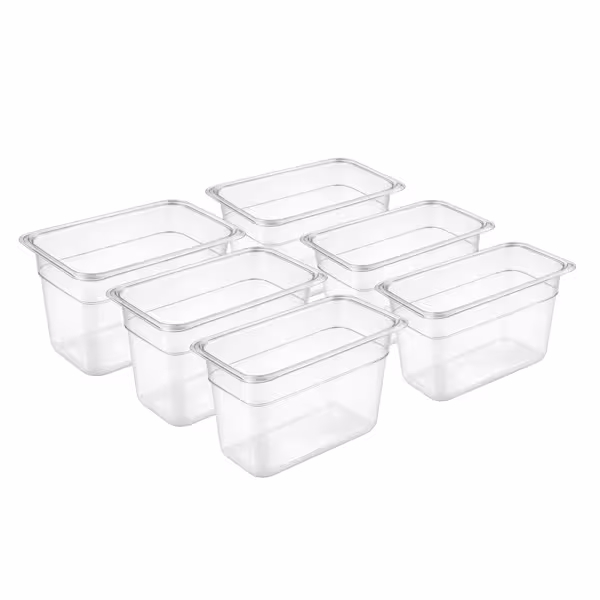 (6 pièces) Bac GN en polycarbonate 1/9 - transparent - Hauteur : 100 mm