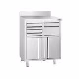 Werkkast - voor koffiemachine - 800x600mm - met uitklopbak, 2 laden, 2 deuren & achterwand