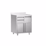 Arbeitsschrank - für Kaffeemaschine - 800x600mm - mit Ausklopfer, 2 Schubladen, 2 Türen & Aufkantung