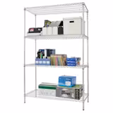 Stalen opbergrek - 1200x1800mm - Diepte: 450mm - met 4 legborden (in hoogte verstelbaar) - chroom - Draagvermogen totaal: 180kg