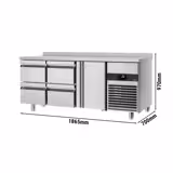 Commercial Counter Fridge PREMIUM - 1865x700mm - with 1 door - 4 drawers - with upstand - capacity 474 litres