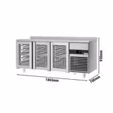 Koelwerkbank PREMIUM - 1865x700mm - 3 glazen deuren - met spatrand - GN 1/1 - automatische ontdooiing