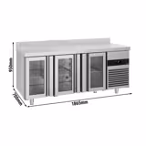 Kühltisch PREMIUM - 1865x700mm - mit 3 Glastüren - Aufkantung