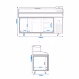 Pizzakylbänk PREMIUM PLUS - 1980x700mm - 2 luckor & 3 lådor - inkl. kylränna - 9x GN 1/4