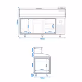 Table à pizza réfrigérée Premium PLUS – 1980 × 700 mm – avec 2 portes & 3 tiroirs – vitrine réfrigérée incluse – 9 × GN 1/4