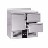 Koelwerkbank PREMIUM - 900x700mm - 220 liter - zwart - met 1 deur - met 2 lades - opstand