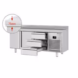Masă frigorifică PREMIUM PLUS - 1960x600 mm - 385 L - cu 2 uși - cu 3 sertare - bordură - blat lucru