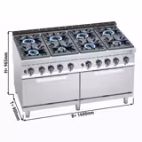 Fourneau à gaz – 69 kW – 8 brûleurs – avec 2 fours à gaz – 2 × 7,6 kW