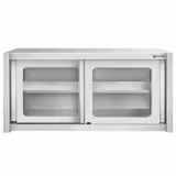 Armoire murale en acier inoxydable - 1400x400mm - avec portes coulissantes vitrées - 650mm de haut
