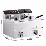 Friteuse électrique double – 8+8 litres – 6,5 kW – avec robinet de vidange