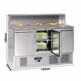 Commercial Saladette Counter ECO - 1368mm - 402L - 3 doors - open top for 8 x GN 1/6 & stainless steel hinged lid