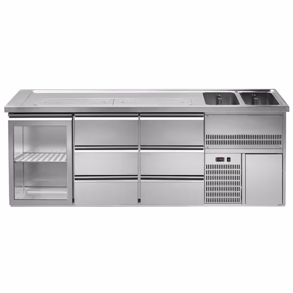 Bierkoeling Premium PLUS - 2500x700mm - 1 glazen deur & 6 laden
