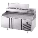 Commercial Pizza Prep Counter - Granite Top PREMIUM PLUS - 1738x800mm - with 2 doors - incl. refrigerated topping unit - 7x GN 1/4