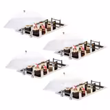 (4 pcs) GN 1/1 Gastronorm Tray - Stainless Steel - 530x325mm - Height: 180mm - non-slip surface - with clear roll-top cover