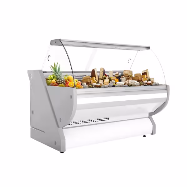Comptoir vitrine réfrigérée - 2025x1150mm - +1/+10°C - Vitre bombée - Éclairage - 400L